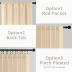 Joydeco Linen Curtains 90 Inch Length 2 Panels Set for Bedroom, Light Filtering Drapes for Living Room,Linen Blend Curtains 52 Inches Wide with Rod Pockets Back Tab (W52 x L90 Inch, Natural)