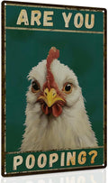 ALKB Chicken Metal Sign for Bathroom Decor - 8x12 Inch Are You Pooping Vintage Chicken Sign Gifts for Chicken Owners