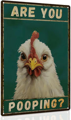 ALKB Chicken Metal Sign for Bathroom Decor - 8x12 Inch Are You Pooping Vintage Chicken Sign Gifts for Chicken Owners