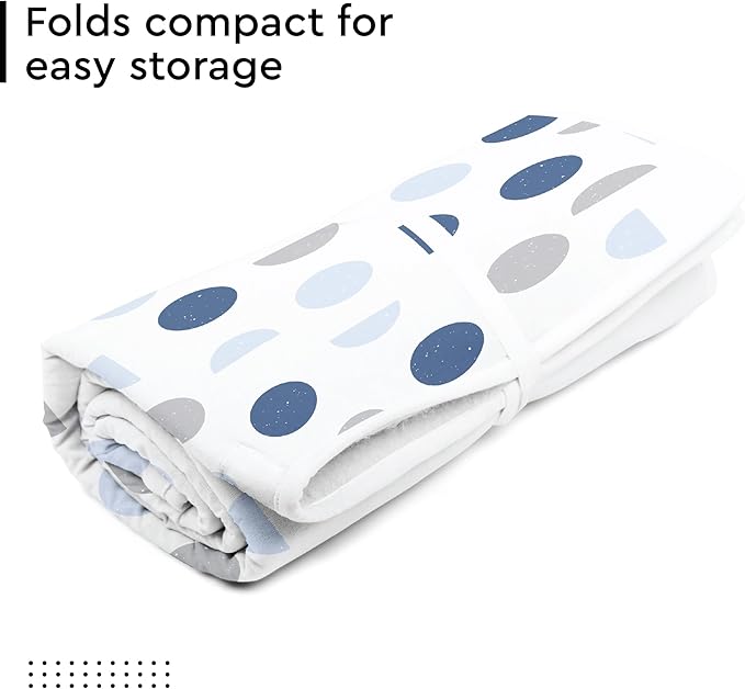 Encasa XO Ironing Mat/Pad (Large 48"x28") with 3mm Padding & Silicone Iron Rest for Steam Pressing on Tabletop or Bed - Heat Resistant, Portable, Quilting & Travel Blanket - Blue Moon