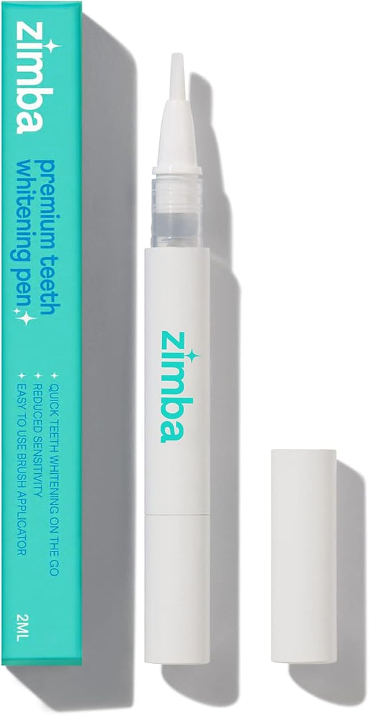 Zimba Travel Teeth Whitening Pen - Effective, Travel-Friendly, and Easy to Use Gel Whitening Pen - Stain Remover and Teeth Whitener for Coffee, Wine, Soda, and Other Stains (1 Pack)