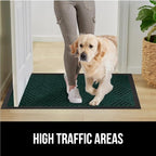 GORILLA GRIP 100% Waterproof All-Season WeatherMax Doormat US Designed Natural Rubber, Stain and Fade Resistant, Low Profile Indoor Outdoor Door Mats, Easy Clean Patio Mat, 17x29, Green Diamond