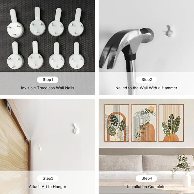 KAIRNE Boho Canvas Wall Art,Tropical Palm Leaf Wall Decor,Mid-Century Geometric Illustrations Set of 3(16”X24”),Abstract Line Pictures,Modern Botanical Prints for Living Room Bedroom Dining Room Decor