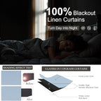 Light Blue Curtains 96 Inches Long for Living Room Linen Boho Blackout Room Darkening Back Tab Pleated Thermal Window Treatments Pale Blue Black Out Curtain Drapes for Bedroom Decor 96 Length 2 Panel