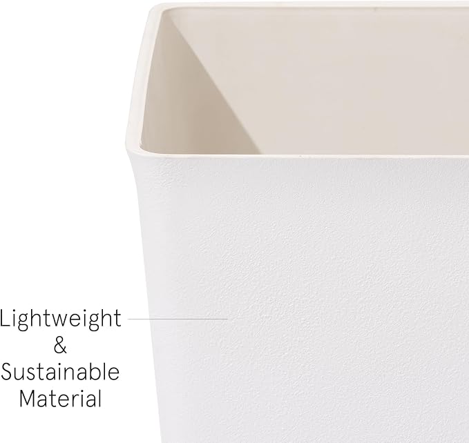 LA Jolie Muse 30 inch Tall White Planters Set of 2,Indoor/Outdoor Rectanglar Large Planters,V Shaped Taper Planters for Front Door.