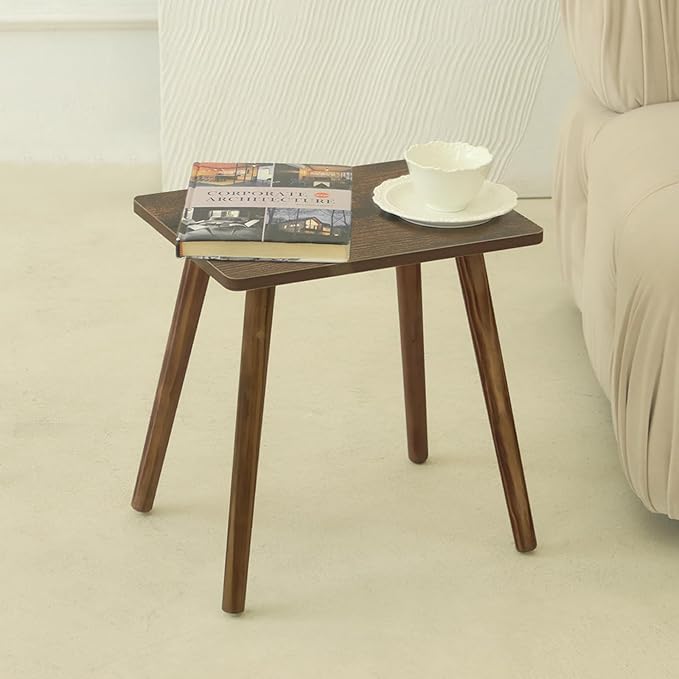 AWASEN Side Table, Small Wood End Table Living Room, Mini Bed Side Table Modern Accent Nightstand with Solid Wood for Bedroom Office Small Spaces, Rustic Brown