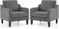 VINGLI Accent Chairs Set of 2 for Living Room, Light Grey Mid Century Modern Chair Soft Chenille Sofa Chair Upholstered Comfy Arm Chairs for Bedroom, Play Room, Apartment