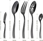 Silverware 65-Piece Black Hammered Flatware Set with Serving Utensils Stainless Steel Thick Handle Mirror Polished Cutlery Set for Wedding Hotel Restaurant, Service for 12