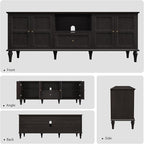 ARTPOWER 67'' Mid-Century Modern TV Stand with Storage Drawer and Doors, Long TV Stand with Adjustable Shelves for 75 Inch TV for Living Room, Bedroom, Black