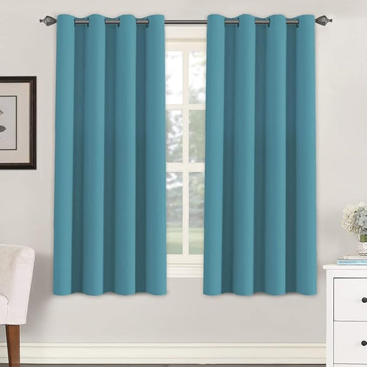 H.VERSAILTEX Window Treatment Blackout Thermal Insulated Room Darkening Solid Grommet Curtains/Drapes for Bedroom (Set of 2 Panels,52 by 63 Inch Long, Storm Blue)
