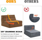 jela Foldable Sofa Bed Large Soft Foam Convertible Sleeper Chair Luxury Miss Fabric Fold Out Chair Bed Floor Couch with Back Support Floor Sofa for Living Room Bedroom (83"x33",Coffee Brown)