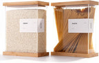 Bamboo Food Dispenser | Kitchen Organizers and Storage | Airtight Pantry Organizers and Storage Container | Cereal, Rice, Flour, Snack Storage (2, Large)