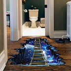 Quanhaigou Blue Galaxy Bridge Wall Sticker,3D Outer Space Decorations Decal for Home Decor Kids Bedroom Large