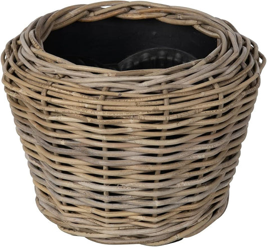 Rattan Kobo Indoor Outdoor Planter Basket with Plastic Pot Small 25-Gallon Soil Capacity