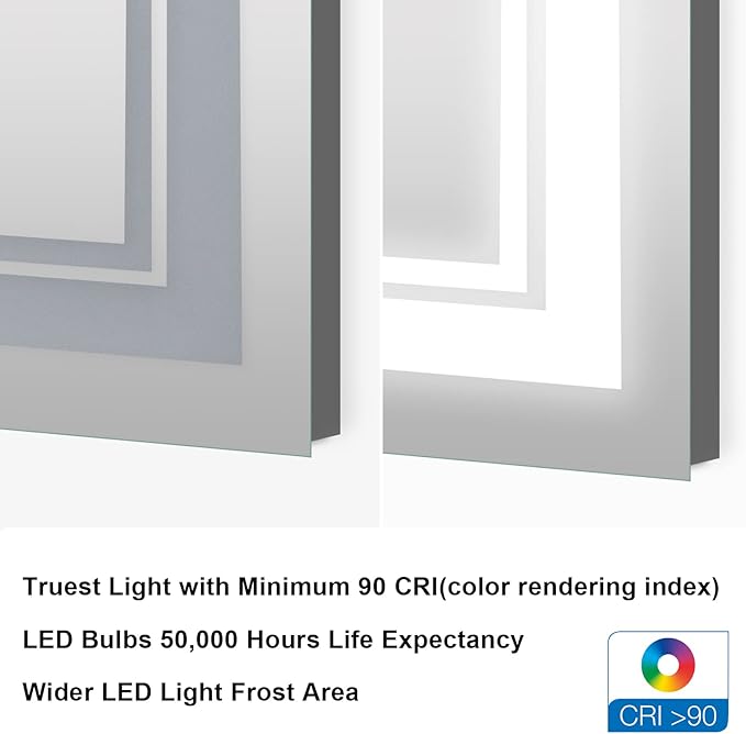 WELLFOR LED Bathroom Vanity Mirror 24 x 32 Inch, Lighted Anti-Fog Dimmable Mirror, IP44 Waterproof Wall Mounted Makeup Mirror, Packed with US Standard Plug and Touch Switch, (Horizontal/Vertical)