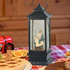 Eldnacele Battery Operated Plug-in Musical Lighted Christmas Water Snowing Glittering Snow Globe Lantern with Timer Christians Nativity Lantern Decor, Holy Family