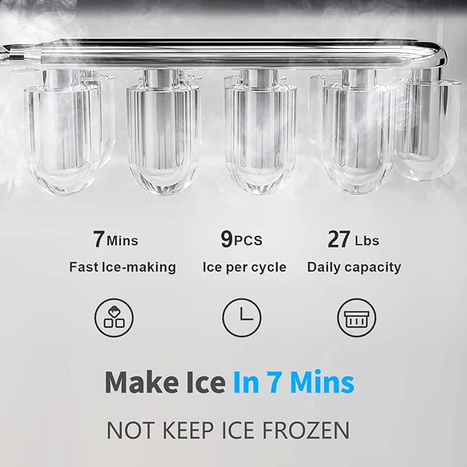 Hot and Cold Water Dispenser with Ice Maker for 5 Gallon Bottle Water Cooler Dispenser Built-in Ice Maker 27 lbs in 24 hrs with Child Safety Lock