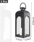 Bdor 16 Inches Metal and Stainless Steel Glass Decorative Lantern with Electronic Wax Effect - Indoor/Outdoor Decorative Lighting, Handcrafted Aesthetic, Perfect for Home, Parties, and Holiday Decor