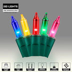 150LIGHTS Multi Extra-Bright with End Connectors Christmas Decorative Lights 9.72m UL Certified Mini String Light Set Waterproof for Home Garden Holiday Christmas Tree Party Patio Wedding