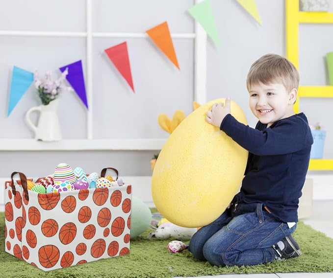 HIYAGON Rectangular Basketball Basket Kids Gift Basket Baby Toy Storage Bin Organizer Box Room Decor(Basketball)