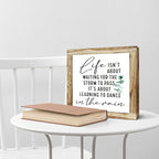Inspirational Decor Sign, Wooden Plaques Sign Table Decor, Farmhouse Desk Signs, Rustic Home Decorate, Housewarming Decorate, Encouragement Gift, Life isn't About Waiting for the Storm to Pass Signs