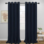 Easy-Going Blackout Curtains for Bedroom, Solid Thermal Insulated Grommet and Noise Reduction Window Drapes, Room Darkening Curtains for Living Room, 2 Panels (52x96 in,Navy)