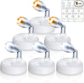 Small Battery Operated Spotlights Indoor with Remote Flicker-Free 60 Lumens Dimmable Warm/Neutral/Cool White 3 Mode Wireless Mini Up Lights for Accent Wall, Art Display, Picture, 6 Pack