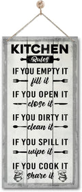 Hanging Kitchen Rules Wood Decor Sign, Rustic Kitchen Wooden Signs, Printed Wood Wall Art Sign, Kitchen Door Rules Rustic Sign, Hanging Wood Sign Kitchen Decor, Funny Farmhouse Kitchen Wall Décor J1