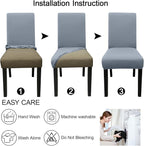 JQinHome 4 Pcs Dining Chair Slipcover, High Stretch Removable Washable Chair Seat Protector Cover for Home Party Hotel Wedding Ceremony(Light Grey)