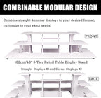 WANLIAN 3-Tier Corner Retail Table Display Stand, Portable Display Rack Shelves for Vendors, Craft Shows, Farmers Market, Pop Up Shop Countertop White Risers for Display, Soap, Candles, Tumblers
