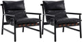 Modern Sling Accent Chairs Set of 2 - Black PU Leather Upholstered