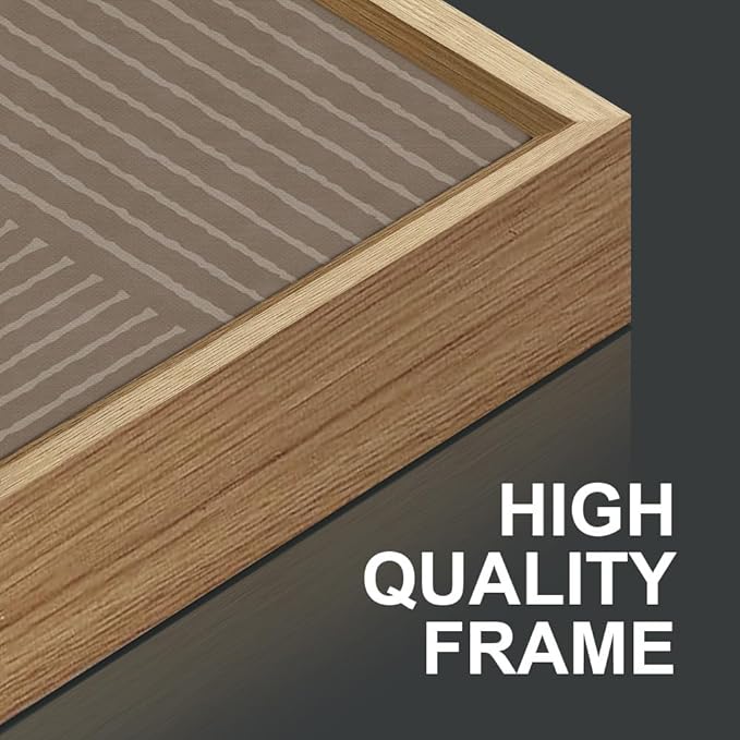 Tinonedraw Mid Century Modern Framed Canvas Wall Art Set of 3, Neutral Abstract Art Prints, Black and Brown Geometric Minimalist Wall Decor for Living Room Bedroom Office Dining Room 16"x24"x3