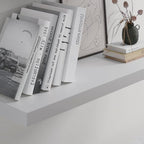 Floating Shelf, Set of 2 Wall Shelf, 24 in W x 12.75 in D x 2 in H Wooden Floating Wall Shelf with Invisible Brackets for Living Room/Bedroom/Bathroom/Kitchen Storage and Decor, White