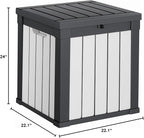 40 Gallon Resin Deck Box, Lockable Patio Outdoor Storage Box for Furniture, Garden Tools and Tools Storage, Waterproof Outside Storage Boxes - Black&White