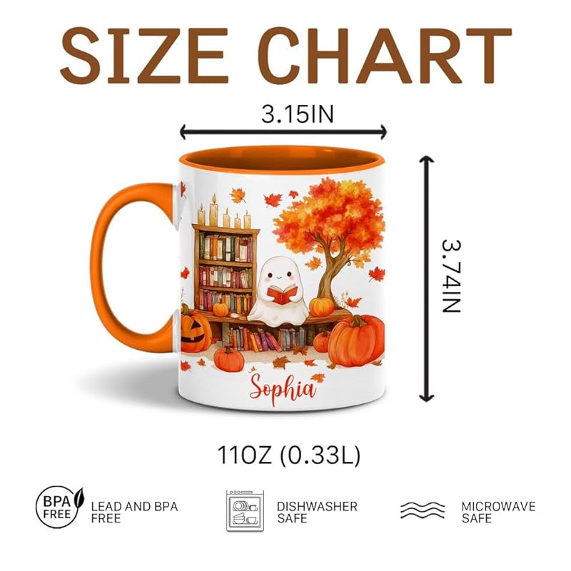 Personalized Fall Ghost Coffee Mugs - Ghost Lover Mugs Gift for Women Men - Fall Autumn Decor Gifts For Home Farmhouse Thanksgiving - Happy Fall Y'all Mug - 11oz Printed Ceramic Mug