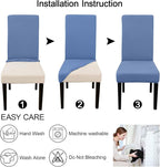 JQinHome 6 Pcs Dining Chair Slipcover,High Stretch Removable Washable Chair Seat Protector Cover for Home Party Hotel Wedding Ceremony (Gray Blue)