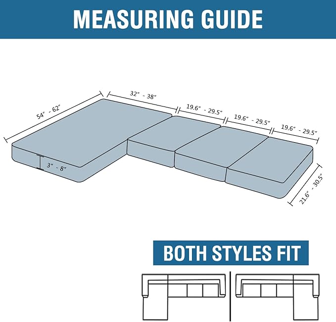 H.VERSAILTEX Velvet Stretch Sectional Couch Covers 4 Pieces Sofa Seat Cushion Covers L Shape Separate Cushion for Both Left/Right Couch (Large Sofa 3 Seater + 1 Chaise, Grey Striped)