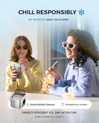 EUHOMY Countertop Ice Maker Machine with Handle, 26lbs Per Day, 9 Ice Cubes Ready in 6 Mins, Auto-Cleaning Portable Ice Maker with Basket and Scoop, for Home/Kitchen/Camping/RV (Silver)