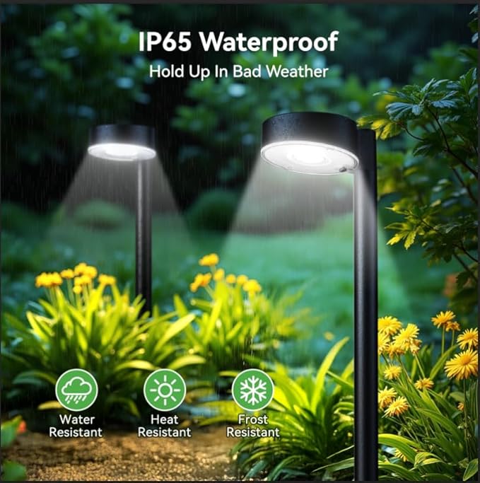 12 Pack Solar Pathway Lights Outdoor, 12 Brighter LED Solar Lights Outdoor Waterproof, Up to 12 Hrs Modern Path Light for Yard Garden Walkway Driveway Lawn, Cool White