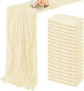 10FT 20 Pack Beige Cheesecloth Table Runner 20 x 120 Inch Long Rustic Gauze Fabric Cheese Cloth Table Runner for Wedding Bridal Baby Shower Table Decorations Boho Sheer Birthday Party Table Decor