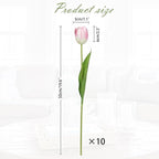Artificial Tulips Flowers – 20" Long Stem Faux Tulips, 10PCS Real Touch Fake Pink Tulip for Vase, Farmhouse, Kitchen, Spring & Wedding Home Decor