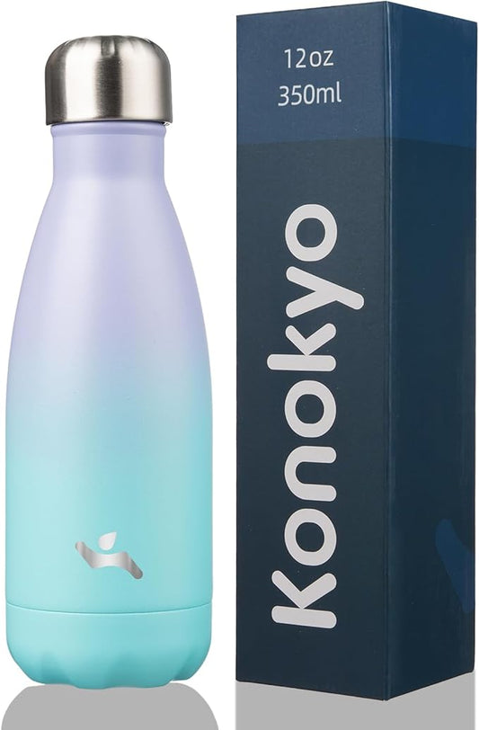 Insulated Water Bottles,12 oz Double Wall Stainless Steel Vacumm Metal Flask for Sports Travel,Lavender Green