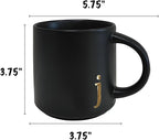 COLLECTIVE HOME - Black Monogram Ceramic Mugs, 15 oz Golden Initial Coffee Cups, Elegant Alphabet Tea Mugs, Personalized Halloween Mug with Gift Box, Perfect for Office and Home Décor (j)