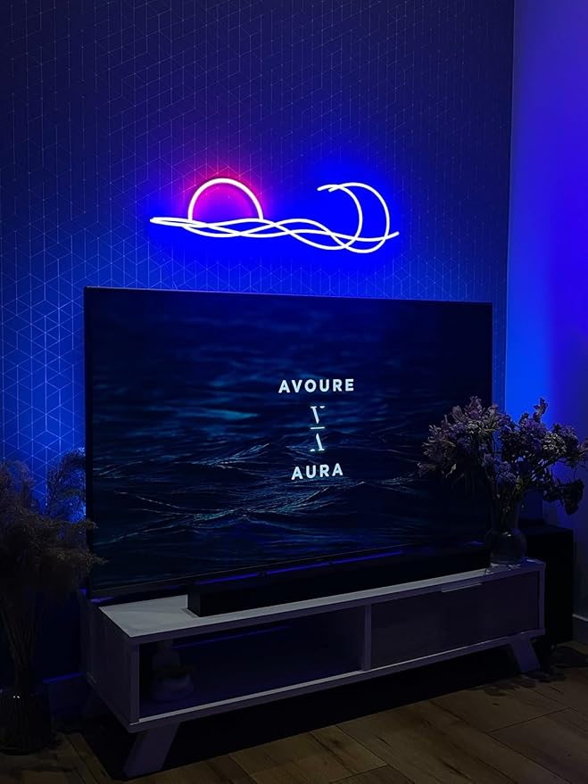 LED Decorative Lights USB Mountains Sunrise Sunset Led Neon Signs Home Decoration Wall Art Holiday Gift Brightness Adjustable 16.5''x9.5''