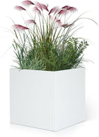 White Outdoor Planter Square Steel Planters Galvanized Steel Planter Box Indoor Metal Large Planters Cube Heavy Duty Flower Pot 20 Inch Modern Commercial Residential for Trees Patio Deck Yard Garden