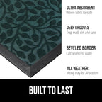 GORILLA GRIP 100% Waterproof All-Season WeatherMax Doormat 35x23, US Designed Natural Rubber, Stain and Fade Resistant, Low Profile Indoor Outdoor Door Mats, Easy Clean Patio Mat, Moss Vine Leaves