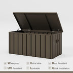 PURPLE LEAF Outdoor Deck Box 150 Gallon Waterproof Lockable Storage Box Container with Lid Deck Organization for Patio Cushions Side Table Pool Accessories Garden Tools, Brown