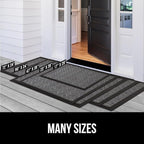 GORILLA GRIP 100% Waterproof All-Season WeatherMax Doormat, US Designed Natural Rubber, Stain and Fade Resistant, Low Profile Indoor Outdoor Door Mats, Easy Clean Patio Mat, 17x29, Dark Brown Pebble