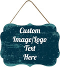 Personalized Wooden Welcome Sign - Front Door Decor, Customized Image/Text Hanging Sign for Home, Office - Farmhouse Decor - 11.2 * 8 Inch