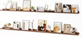 Floating Picture Ledge Shelves for Wall Set of 2, 84 Inches Picture Ledge Shelf with Long Large Nursery Book Shelf for Toys Storage Kids Bookshelf Wall Mounted Living Room Bedroom Decor Frames, Walnut